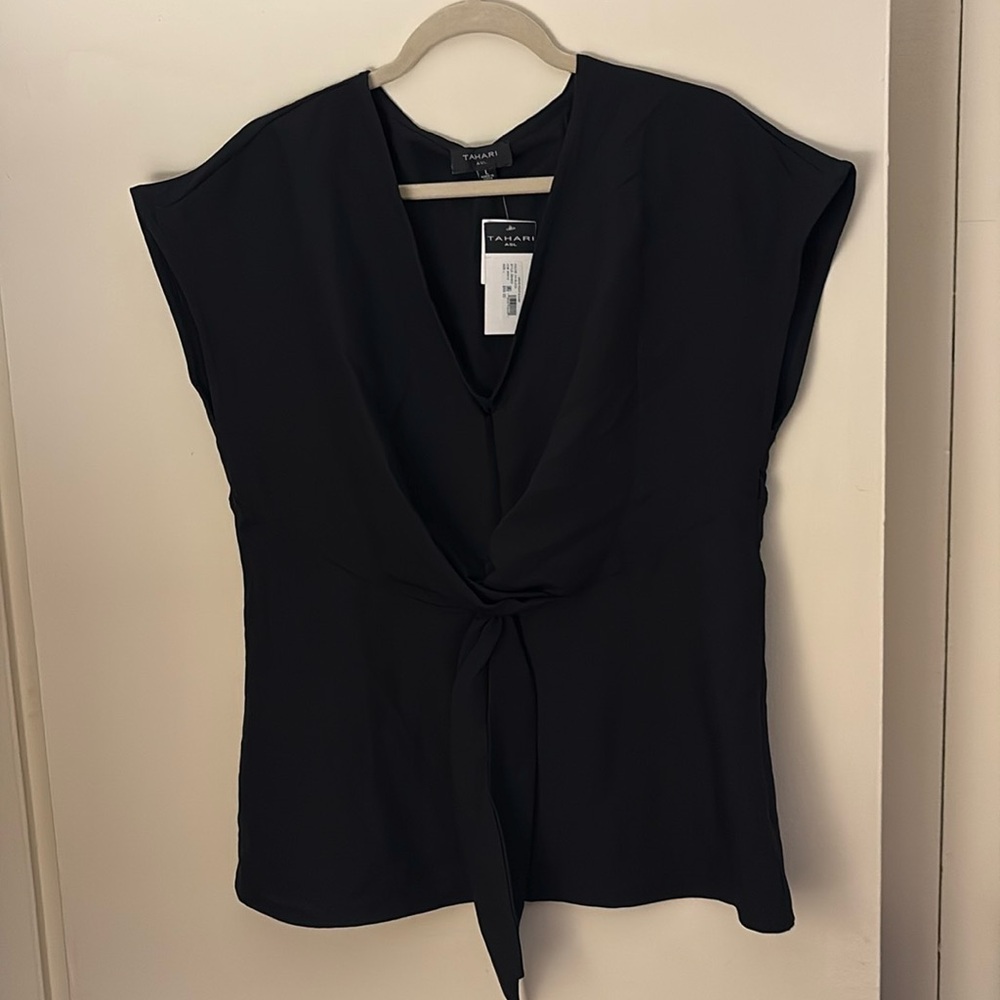 Tahari ASL- Drape Front Top -Large- NWT